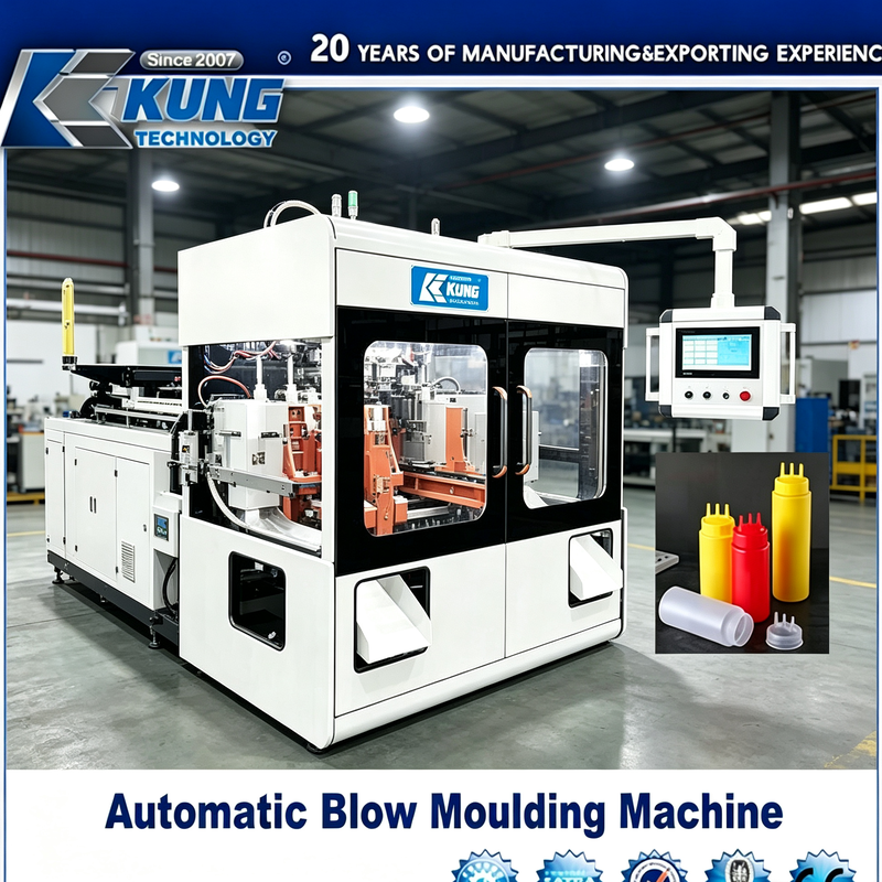 High‑Efficiency Double‑Station Fully Automatic Extrusion Blow Moulding Machine with PLC Touch Screen for PE HDPE Hollow Plastic Bottles